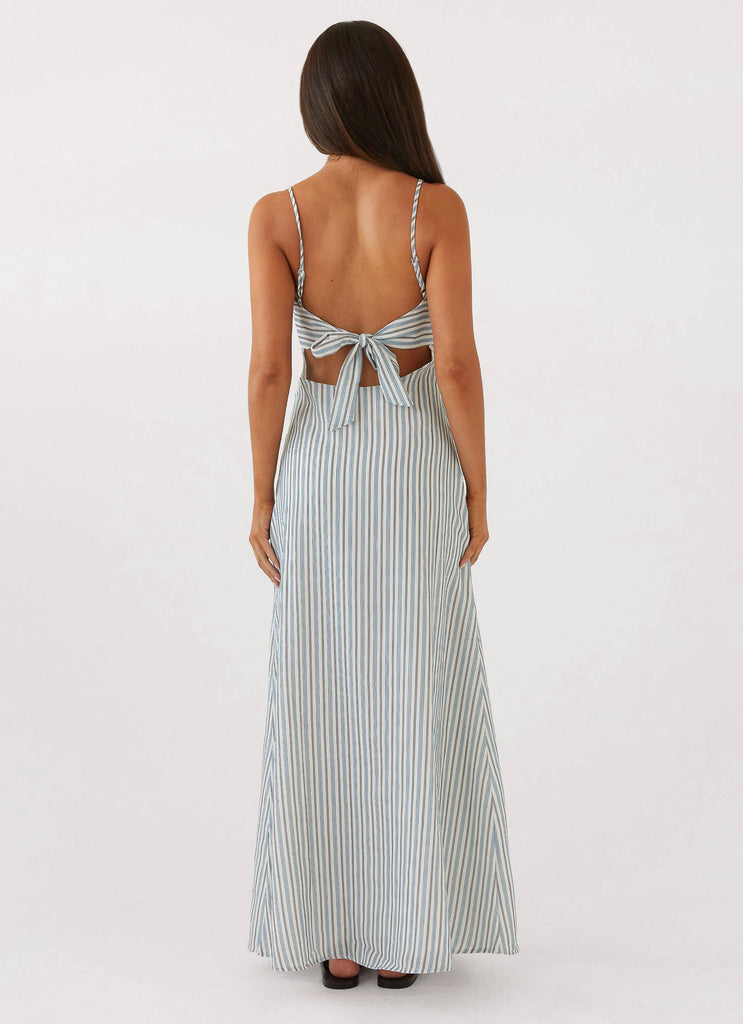 Wardrobe Club™ | Amara Linen Maxi - Blue Stripe