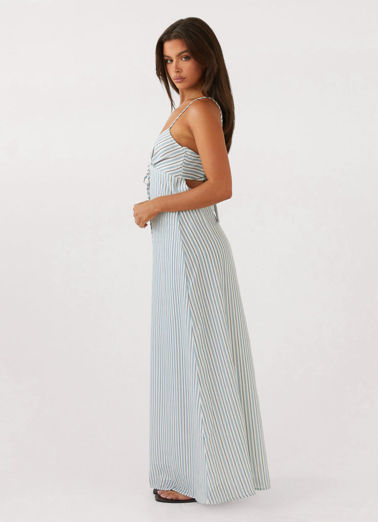 Wardrobe Club™ | Amara Linen Maxi - Blue Stripe