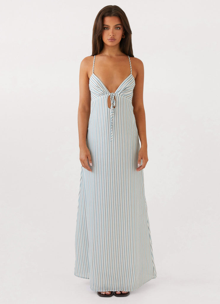 Wardrobe Club™ | Amara Linen Maxi - Blue Stripe