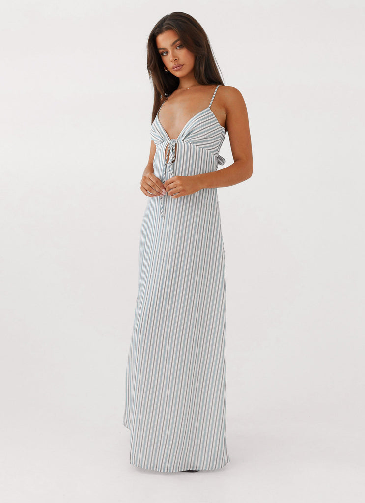 Wardrobe Club™ | Amara Linen Maxi - Blue Stripe