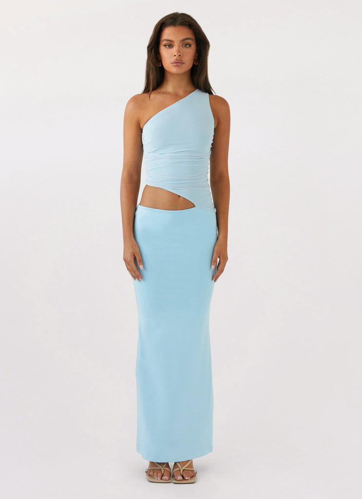 Wardrobe Club™ | Luna One Shoulder Maxi Dress - Sky Blue