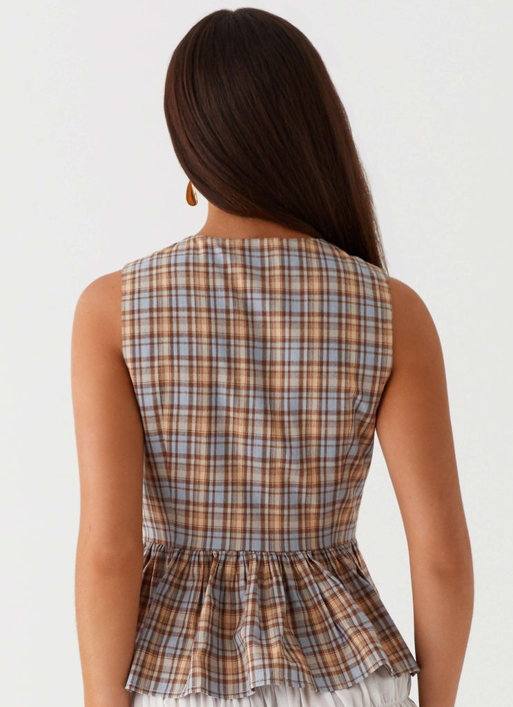 Wardrobe Club™ | Maya Tie Top - Brown Check