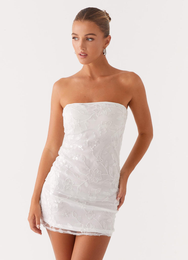 Wardrobe Club™ | Soleil Royal Mini Dress - White Silver