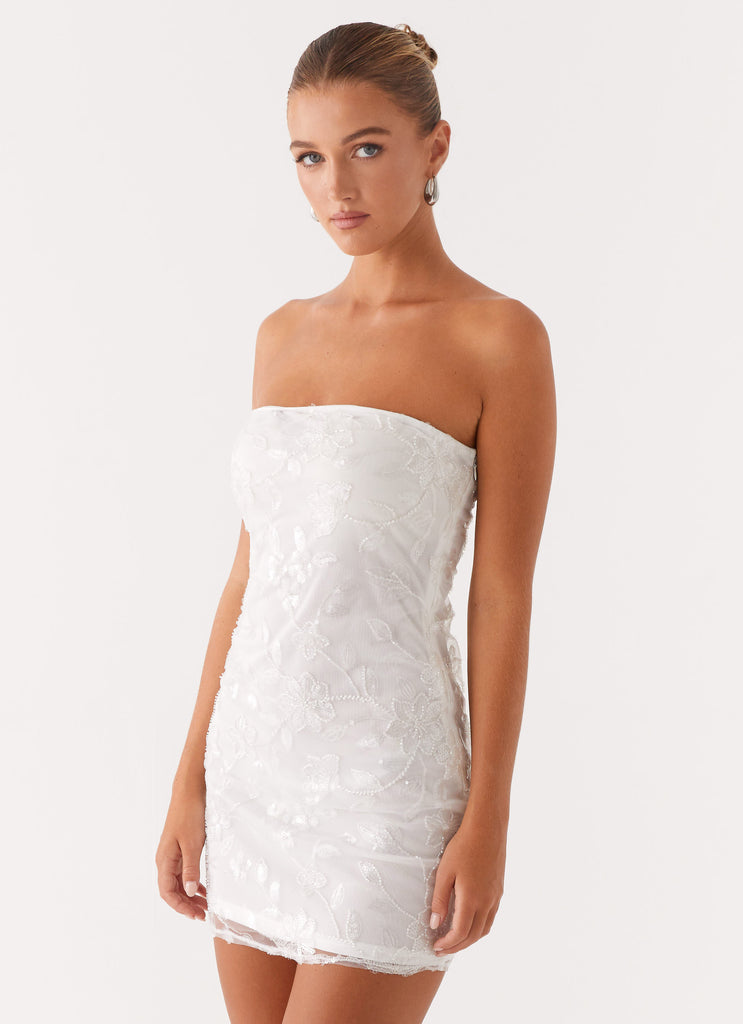 Wardrobe Club™ | Soleil Royal Mini Dress - White Silver