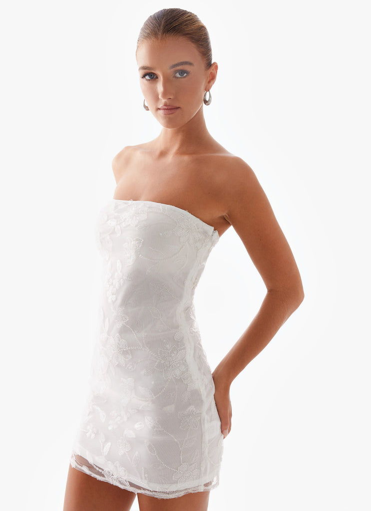 Wardrobe Club™ | Soleil Royal Mini Dress - White Silver