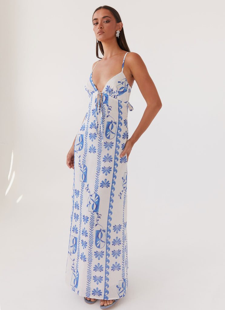 Wardrobe Club™ | Amara Linen Maxi - Floral Wave