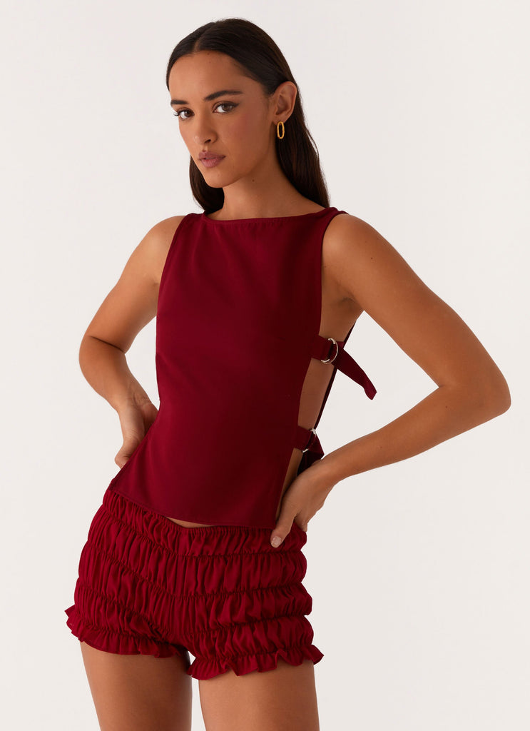 Wardrobe Club™ | Buckle Top - Maroon