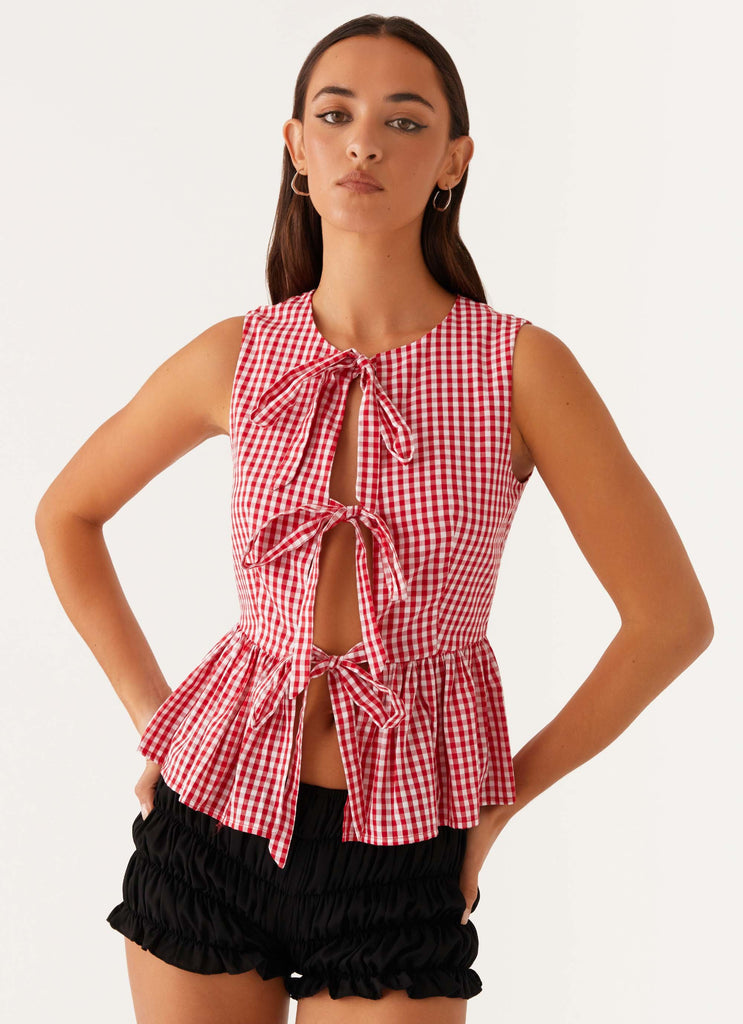 Wardrobe Club™ | Maya Tie Top - Red