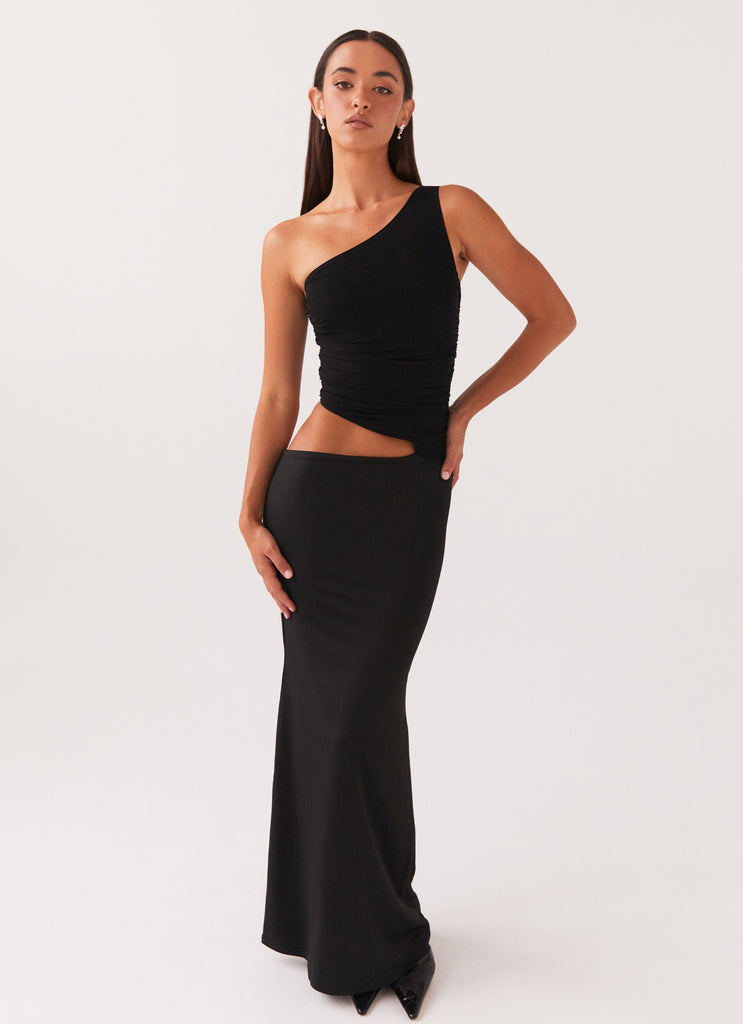 Wardrobe Club™ | Luna One Shoulder Maxi Dress - Black