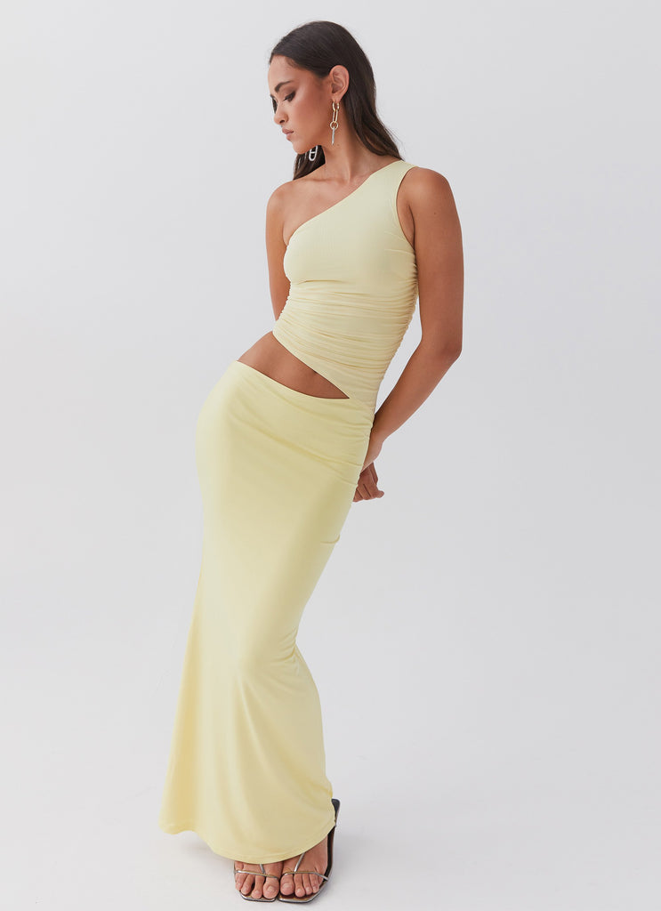 Wardrobe Club™ | Luna One Shoulder Maxi Dress - Lemon