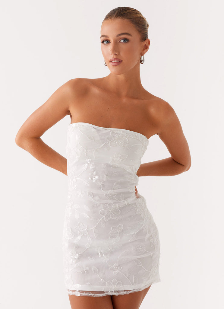 Wardrobe Club™ | Soleil Royal Mini Dress - White Silver